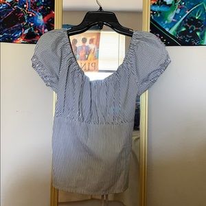 Vintage Striped Tie Back Short Sleeve Shirt 🖤👀